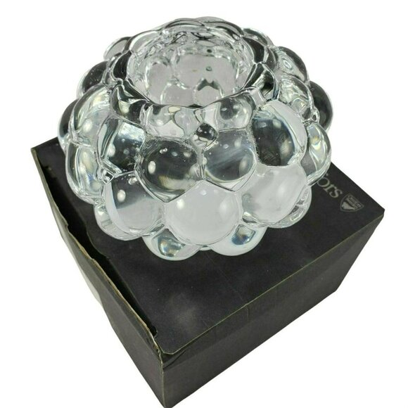 Orrefors‎ Candle Holder Crystal Raspberry Hallon Anne Nilsson Box Swedish Vtg - Picture 1 of 8